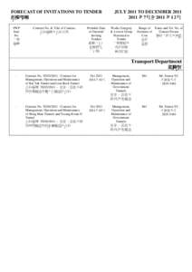 招標預報2011年7月至2011年12月