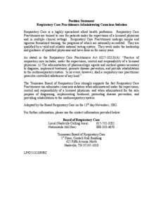 Procedural sedation and analgesia / Allied health professions / Respiratory Care Act / Respiratory driven protocols / Medicine / Respiratory therapy / Health