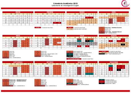 Calendario Académico 2015 Laboratorio de Investigación Gugler L 5 12