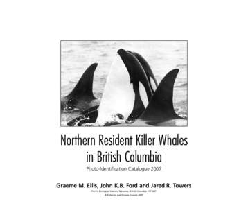 Northern Resident Killer Whales in British Columbia Photo-Identification Catalogue 2007 Graeme M. Ellis, John K.B. Ford and Jared R. Towers Pacific Biological Station, Nanaimo, British Columbia V9T 6N7