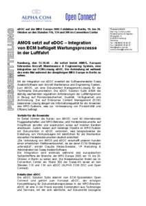 eDOC auf der MRO Europe 2005 Exhibition in Berlin, 19. bis 20. Oktober an den Ständen 116, 134 und 300 im Convention Center