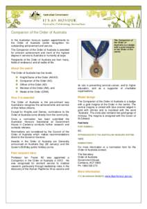 Companion of the Order of Australia fact sheet