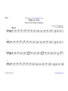Tuba  Sheet Music from www.mfiles.co.uk Ode to Joy Theme from Ninth Symphony