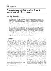 Phylogeography of Bufo marinus from its natural and introduced ranges R. W. Slade{ and C. Moritz*