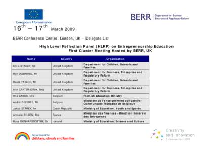 Europa - High Level Reflection Panel (HLRP) on Entrepreneurship Education