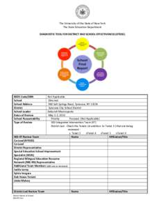   	
   The	
  University	
  of	
  the	
  State	
  of	
  New	
  York	
   The	
  State	
  Education	
  Department	
   	
   DIAGNOSTIC	
  TOOL	
  FOR	
  DISTRICT	
  AND	
  SCHOOL	
  EFFECTIVENESS	
  (D