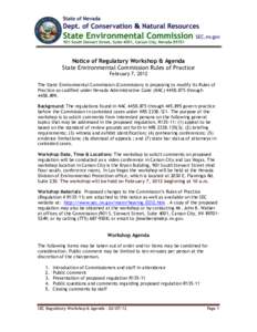 Notice of Regulatory Workshop & Agenda