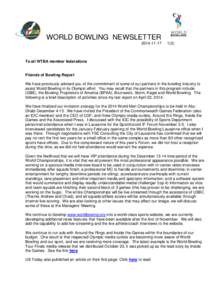WORLD BOWLING NEWSLETTER[removed])  To all WTBA member federations