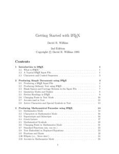 Getting Started with LATEX David R. Wilkins 2nd Edition c David R. Wilkins 1995 Copyright °