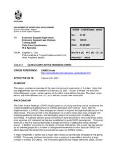 CARES Client Notice Redesign (CNRD) - Operations Memo 01-06