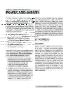 Section 5.1 PEO LS S&T Focus Area  POWER AND ENERGY PEO LS continues to address the challenge of increasing energy and fuel efficiency of Marine Corps