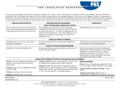 Microsoft Word - Comparison of Bill, Standing Committee and Ordinance Final.doc