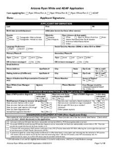 Arizona Ryan White and ADAP Application I am applying for: Ryan White Part A  Date:
