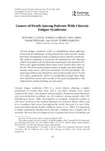 Health Care for Women International, 27:615–626, 2006 Copyright © Taylor & Francis Group, LLC ISSN: [removed]print[removed]online DOI: [removed][removed]  Causes of Death Among Patients With Chronic