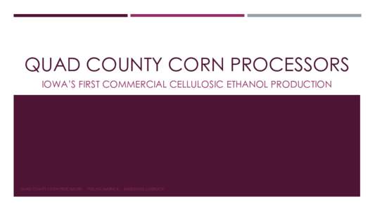 QUAD COUNTY CORN PROCESSORS IOWA’S FIRST COMMERCIAL CELLULOSIC ETHANOL PRODUCTION QUAD COUNTY CORN PROCESSORS  
