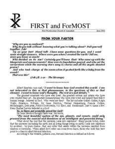 FIRST and ForMOST First Presbyterian Church of Annandale June[removed]FROM YOUR PASTOR