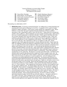 American Planning Association Idaho Chapter Minutes for February 17, 2011 APA Idaho Executive Board Daren Fluke, President Renee Magee, Vice-President Brad Cramer, Secretary/Treasurer
