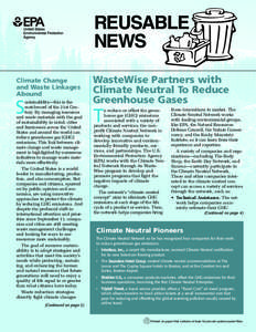 REUSABLE NEWS Climate Change and Waste Linkages Abound