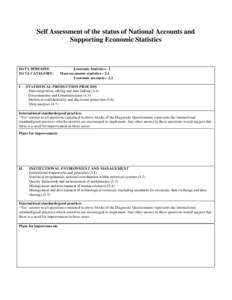 Self Assessment of the status of National Accounts and Supporting Economic Statistics DATA DOMAINS: DATA CATEGORY: