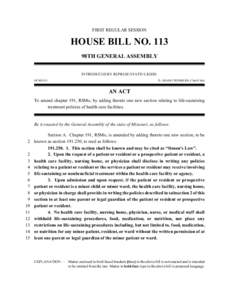 FIRST REGULAR SESSION  HOUSE BILL NO. 113 98TH GENERAL ASSEMBLY INTRODUCED BY REPRESENTATIVE KIDD. 0474H.01I