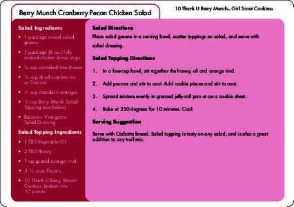 Berry Munch Cranberry Pecan Chicken Salad  10 Thank U Berry Munch™ Girl Scout Cookies® Salad Ingredients