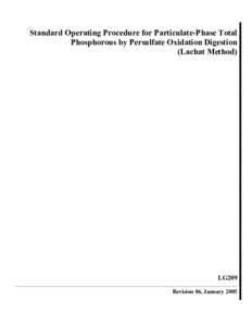 Standard Operating Procedure for Particulate-Phase Total Phosphorous by Persulfate Oxidation Digestion