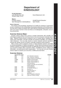 d Courses_complete 2014_d arts_sciences[removed]:18 PM Page 107  Department of KINESIOLOGY  Faculty Members: