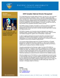 Microsoft Word - PCU-WHS Newsletter Vol 3 Issue 8 April 2016 USW Canadian National Director Recognized