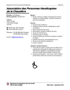Page[removed]Organismes de service aux personnes handicapées Association des Personnes Handicapées de la Chaudière