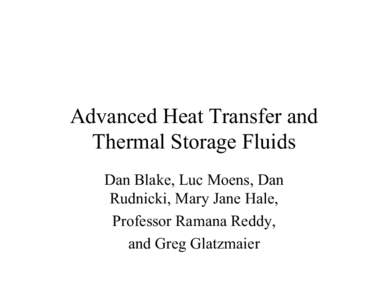 Advanced Heat Transfer and Thermal Storage Fluids