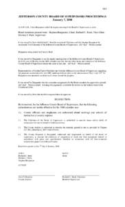 983  JEFFERSON COUNTY BOARD OF SUPERVISORS PROCEEDINGS January 7, 2008 At 9:00 A.M., Chair Burgmeier called the regular meeting of the Board of Supervisors to order.