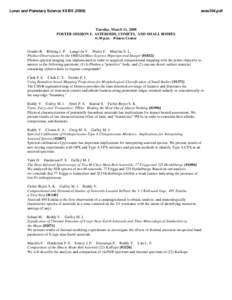 Lunar and Planetary Science XXXIX[removed]sess304.pdf Tuesday, March 11, 2008 POSTER SESSION I: ASTEROIDS, COMETS, AND SMALL BODIES