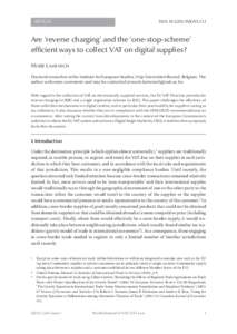 ARTICLE  DOI: [removed]WJOVL[removed]Are ‘reverse charging’ and the ‘one-stop-scheme’ efﬁcient ways to collect VAT on digital supplies?