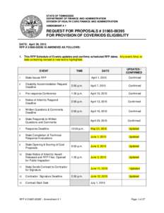 STATE OF TENNESSEE DEPARTMENT OF FINANCE AND ADMINISTRATION DIVISION OF HEALTH CARE FINANCE AND ADMINISTRATION AMENDMENT # 1  REQUEST FOR PROPOSALS # 