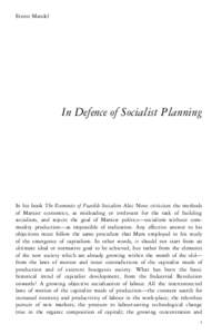 Ernest Mandel  In Defence of Socialist Planning