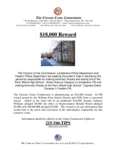 The Citizens Crime Commission 1518 Walnut Street, Suite 902 ~ Philadelphia, Pa[removed]6532 Fax[removed]www.crimecommission.org John Apeldorn, President Santo Montecalvo, Vice President