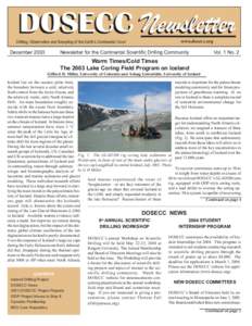DOSECC Newsletter  Drilling, Observation and Sampling of the Earth’s Continental Crust December 2003