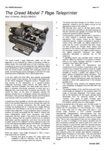 The VMARS Newsletter  Issue 31 The Creed Model 7 Page Teleprinter Alan G Hobbs, G8GOJ/M3GOJ