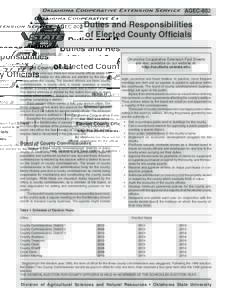 Oklahoma Cooperative Extension Service  AGEC-802 Duties and Responsibilities of Elected County Officials