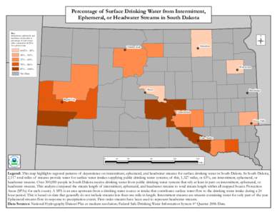 Percentage of Surface Drinking Water from Intermittent, Ephemeral or Headwater Streams in South Dakota