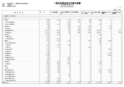 一般会計資金収支予算内訳書  法人： 社会福祉法人 静岡県社会福祉協議会 会計： 一般会計 経理： 全経理区分対象