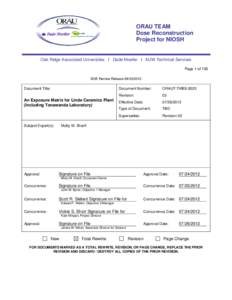 ORAU TEAM Dose Reconstruction Project for NIOSH Oak Ridge Associated Universities I Dade Moeller I MJW Technical Services Page 1 of 100