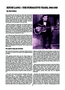 167 Eddie Lang Part One_Layout[removed]:07 Page 1  EDDIE LANG – THE FORMATIVE YEARS, [removed]By Nick Dellow