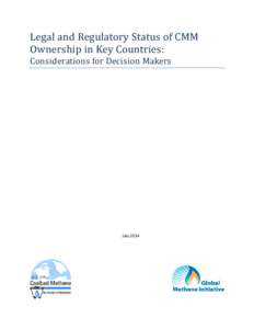 Legal and Regulatory Status of CMM Ownership in Key Countries: Considerations for Decision Makers
