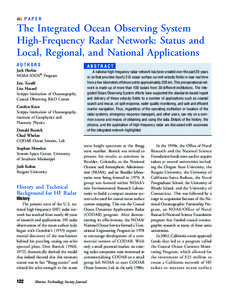 PAPER  The Integrated Ocean Observing System High-Frequency Radar Network: Status and Local, Regional, and National Applications AUTHORS