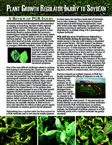 PLANT GROWTH REGULATOR INJURY TO SOYBEAN K EVIN K ELLEY, DEAN RIECHERS, DAWN NORDBY, AND AARON HAGER A REVIEW OF PGR INJURY Abnormal soybean leaf development, often described as cupping or puckering, has been widely repo