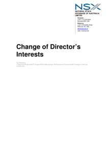 Microsoft Word - NSX Change in Directors Interests CON TISGOUNIS.doc