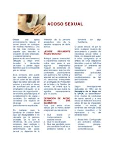 ACOSO SEXUAL  Desde una óptica eminentemente laboral, el