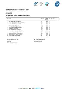 23rd Winter Universiade Torino 2007 RESULTS ICE DANCING AFTER COMPULSORY DANCE Pl. Name  Nation