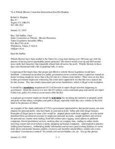 YLA Whistle Blower Committee Intervention from RG Hopkins Robert G. Hopkins Box 87 Tagish, YT, Y0B1T0[removed]January 22, 2010